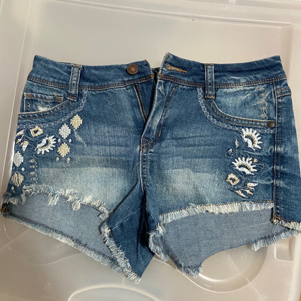 Super cute embroidered jean shorts